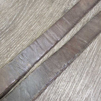 Thick Stirrup Leathers *gc/fair, v.scraped, rubs, xholes, older, faded, cracked, v.UNEVEN
