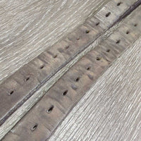 Thick Stirrup Leathers *gc/fair, v.scraped, rubs, xholes, older, faded, cracked, v.UNEVEN
