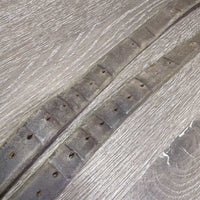 Thick Stirrup Leathers *gc/fair, v.scraped, rubs, xholes, older, faded, cracked, v.UNEVEN
