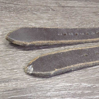 Thick Stirrup Leathers *gc/fair, v.scraped, rubs, xholes, older, faded, cracked, v.UNEVEN
