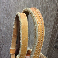Thick Headstall, Curb Bit, Split Reins, Leather Ties & Conchos *fair, older, split, cut, unstitched, scrapes, dry, older, stains
