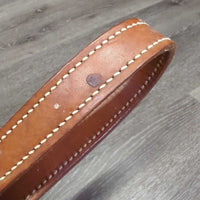 Vintage Double Stitch Leather Steer Show Halter, Chain & Leather Lead Shank *vgc, dry, dirt, stains, scrapes, bent, rust
