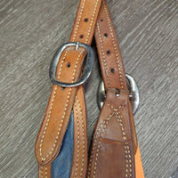 Vintage Double Stitch Leather Steer Show Halter, Chain & Leather Lead Shank *vgc, dry, dirt, stains, scrapes, bent, rust
