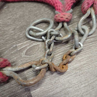 Nylon Steer Halter, chain chin *gc/fair, dirt, hair, rust, rubs, frays, oxidized, snags

