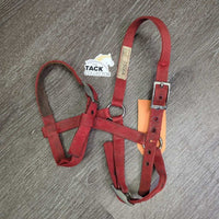 Nylon Adjustable Halter, leather lined nose *gc, clean, dirt, stiff, residue, snags
