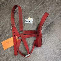 Nylon Adjustable Halter, leather lined nose *gc, clean, dirt, stiff, residue, snags
