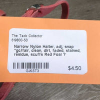 Narrow Nylon Halter, adj, snap *gc/fair, clean, dirt, faded, stained, residue, scuffs
