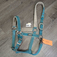 Padded Nylon Halter, adj, snap *gc/fair, clean, faded, mnr dirt, stained, dingy, mnr hair, rubbed, scuffs, frays, snags, pills, rust
