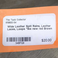Wide Leather Split Reins, Leather Laces, Loops *like new
