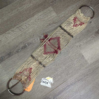 19 Strand Mohair? String Cinch, d rings *fair, dirty, hairy, stained, torn d ring nylon, loose strands, frays, rust
