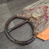 19 Strand Mohair? String Cinch, d rings *fair, dirty, hairy, stained, torn d ring nylon, loose strands, frays, rust
