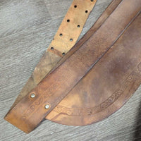 VINTAGE 2 Leather Western Fenders, stamped *SPLIT leather, fair, dirt, dry, stiff, rust, rubs, scrapes, curls, older
