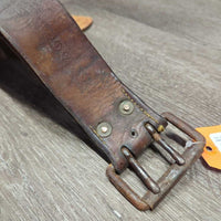 VINTAGE 2 Leather Western Fenders, stamped *SPLIT leather, fair, dirt, dry, stiff, rust, rubs, scrapes, curls, older
