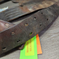 VINTAGE 2 Leather Western Fenders, stamped *SPLIT leather, fair, dirt, dry, stiff, rust, rubs, scrapes, curls, older
