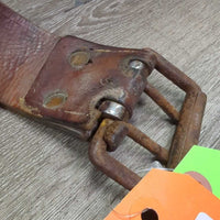 VINTAGE 2 Leather Western Fenders, stamped *SPLIT leather, fair, dirt, dry, stiff, rust, rubs, scrapes, curls, older
