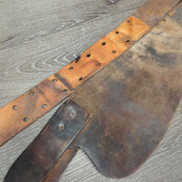 VINTAGE 2 Leather Western Fenders, stamped *SPLIT leather, fair, dirt, dry, stiff, rust, rubs, scrapes, curls, older
