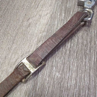 2" Stamped Leather Breastcollar, conway buckle, snap *N0 straps, gc, rubs, scrapes, dry, stiff, creases, rust
