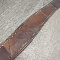 2" Stamped Leather Breastcollar, conway buckle, snap *N0 straps, gc, rubs, scrapes, dry, stiff, creases, rust
