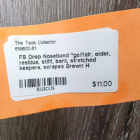FS Drop Noseband *gc/fair, older, residue, stiff, bent, stretched keepers, scrapes
