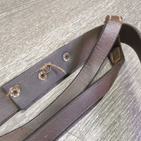 Flat Running Martingale *gc, older, dry, clean, 0 stopper, repairs, mnr cuts, dents, twist, cracks, pulled stitches
