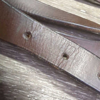 Flat Running Martingale *gc, older, dry, clean, 0 stopper, repairs, mnr cuts, dents, twist, cracks, pulled stitches
