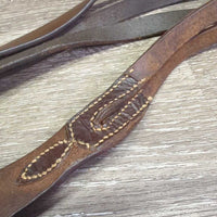 Flat Running Martingale *gc, older, dry, clean, 0 stopper, repairs, mnr cuts, dents, twist, cracks, pulled stitches

