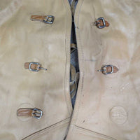 VINTAGE Suede - Leather Western Chinks, Buckles "J-C" *gc, stains, rubs, older, threads, dirt, xholes
