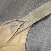 VINTAGE Suede - Leather Western Chinks, Buckles "J-C" *gc, stains, rubs, older, threads, dirt, xholes
