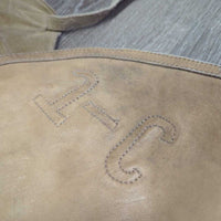 VINTAGE Suede - Leather Western Chinks, Buckles "J-C" *gc, stains, rubs, older, threads, dirt, xholes
