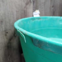Round Plastic Feed Tub *gc/fair, cracked, clean, mnr dirt, residue, stains, scuffs, scratches, chews
