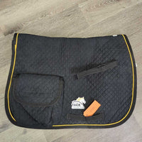 Fleece Lined Quilt AP / Australian Trail Pad, 2x pockets *gc, dirt, hair, film, threads, mnr unstitched velcro, rubs, faded
