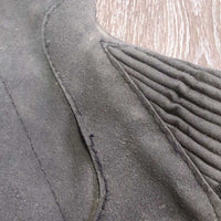 Microsuede Synthetic Half Chaps, zips *gc/fair, stretched elastic, faded, dirty, unstitched seam, older
