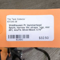 Pr Hammerhead Spurs, narrow lthr straps *vgc, mnr dirt, scuffs
