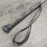 Riding Whip - Crop, rubber handle *gc/fair, dirty, faded, rubs, scrapes, stain, frays, loose handle
