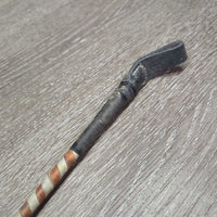 Riding Whip - Crop, rubber handle *gc/fair, dirty, faded, rubs, scrapes, stain, frays, loose handle
