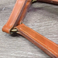 Padded Thick Leather Halter, snap *vgc/xc, clean, mnr rubs, scrapes, scratches, stains & dust/dirt, stiff
