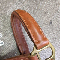 Padded Thick Leather Halter, snap *vgc/xc, clean, mnr rubs, scrapes, scratches, stains & dust/dirt, stiff
