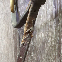 Thick Leather Quick Change Headstall, Brass Snaps *gc, older, clean, sticky, edge scrapes, stretched keepers, pulled snap
