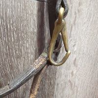 Thick Leather Quick Change Headstall, Brass Snaps *gc, older, clean, sticky, edge scrapes, stretched keepers, pulled snap
