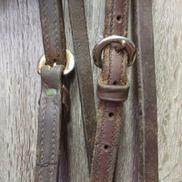 Thick Leather Quick Change Headstall, Brass Snaps *gc, older, clean, sticky, edge scrapes, stretched keepers, pulled snap
