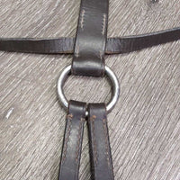 German Martingale, lthr reins, snaps *gc, older, replaced snap, stretch, torn, dry, stiff, film, creased, xholes, scrapes
