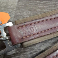 Padded Leather Girth, 2x els, roller buckles *vgc, older, clean, mnr dirt/residue, hair, scuffs
