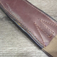 Padded Leather Girth, 2x els, roller buckles *vgc, older, clean, mnr dirt/residue, hair, scuffs
