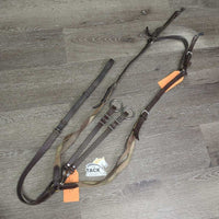 Elastic Breastplate, Biothane Running Martingale Attach, snaps *fair, older, x.holes, v.stretched, stains, creases, dirt, stiff, dry, creases
