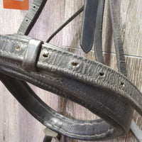 Rsd Padded Bridle, Attached Flash *gc/fair, NO CHEEKS, rubs, stiff, dry, faded, scrapes, xholes
