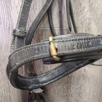 Rsd Padded Bridle, Attached Flash *gc/fair, NO CHEEKS, rubs, stiff, dry, faded, scrapes, xholes

