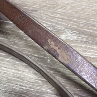 v.Narrow Thin Curb Reins *fair, older, cracks, scrapes, gouges, curled, residue, dry, stiff, stains, twist, mnr dirt
