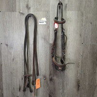 Soft Thick Rsd Padded Bridle, Crank, Plain & Curb Reins, Buckles *gc, NO flash, clean, rubs, stains, faded, loose keeper, edge scrapes
