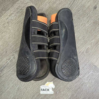 Pr Open Front Boots, posts *gc/fair, dirty, residue, scuffed, hair, faded, stains
