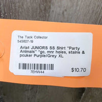 JUNIORS SS Shirt "Party Animals" *gc, mnr holes, stains & pcuker
